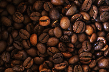 Macro coffee beans.