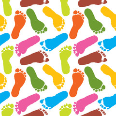 Fototapeta na wymiar human paint footprints pattern colorful background