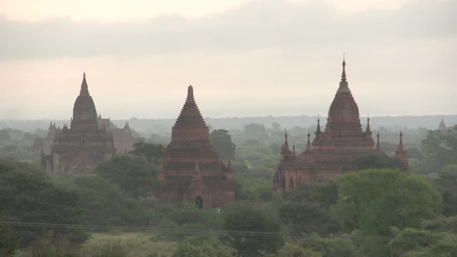 Pagodas in the mist, myanmar