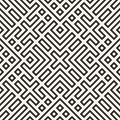 Geometric Ethnic Background with Symmetric Lines Lattice. Vector Abstract Seamless Pattern.