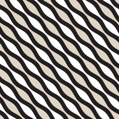 Vector Seamless Geometric Pattern. Monochrome Wavy Lines. Elegant Ripple Stripes