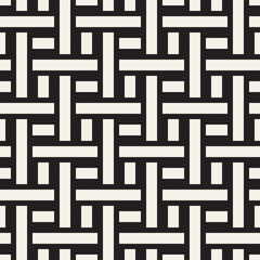 Interlacing Lines Maze Lattice. Ethnic Monochrome Texture. Vector Seamless Black and White Pattern