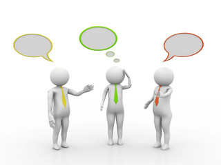 3d people - men, person with blank bubbles. 3d render