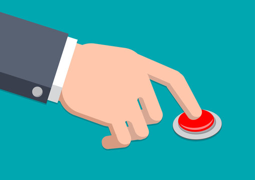 A hand in suit press botton - Vector Illustration