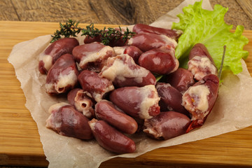 Raw chicken hearts