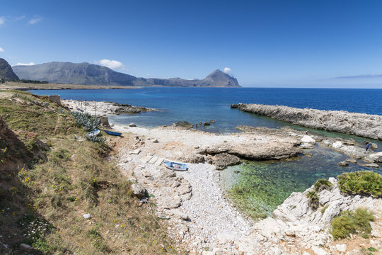 La spiaggia di Isulidda nella baia di Macari, Sicilia