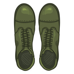 Vector Cartoon Army Boots. High Military Shoes