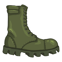 Vector Cartoon Army Boots. High Military Shoes