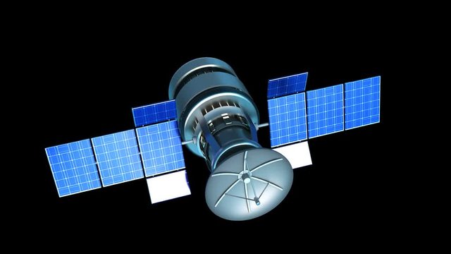 3d animated satellite with alpha mate