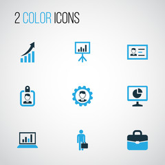 Fototapeta na wymiar Job Colorful Icons Set. Collection Of Growing Chart, Authentication, Badge And Other Elements. Also Includes Symbols Such As Handbag, Access, Identification.