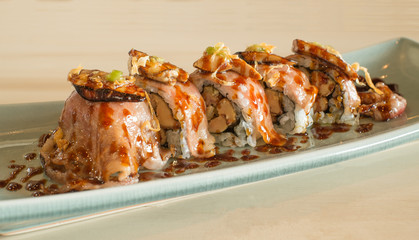 japan sushi on top with beef and foie gras