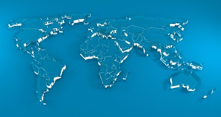 3D rendering, 3D illustration, Ice, Glass world map.