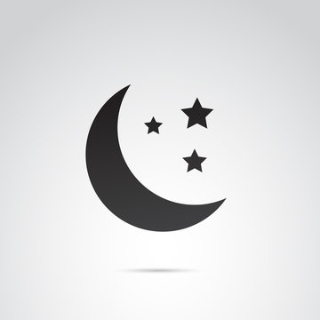 Moon and stars vector icon.