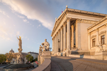 The Austrian Parliament Building in Vienna, Austria
