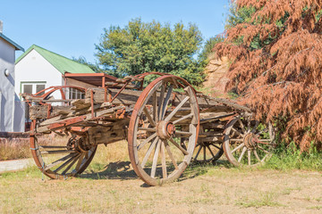 Fototapeta na wymiar Ox-wagon on display in Philippolis