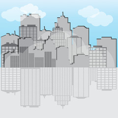 Cityscape in flat style. Vector illustration.