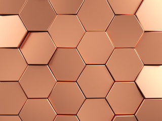 Obraz premium Rose Gold Hexagonal background. 3d rendering