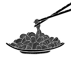 Doodle Noodle at plate and stick. hand drawing