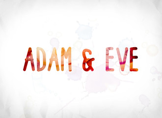 Fototapeta na wymiar Adam and Eve Concept Painted Watercolor Word Art
