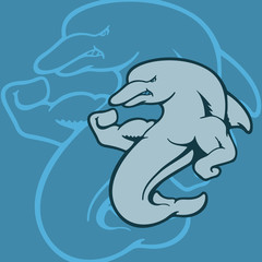 Dolphin mascot character. Animal cartoon character Vector Illustration.