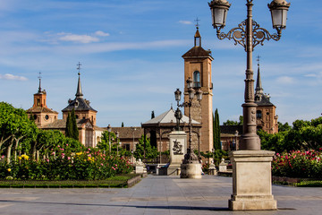Fototapeta na wymiar Plaza Cervantes de Alcala de Henares, Cervantes square in Alcala de Henares.