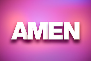 Amen Theme Word Art on Colorful Background