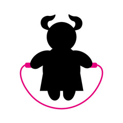Rope jumping skipping girl figure icon