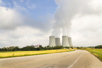 Cooling towers at nuclear power plant in Dukovany, Czech republic