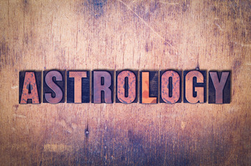 Astrology Theme Letterpress Word on Wood Background