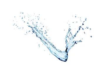 Wandaufkleber Spritzen von blauem Wasser auf Weiß. © luckybusiness