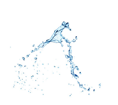 Splashing blue water on white background
