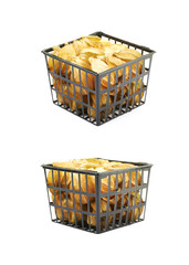 Box full of physalis fruits isolated