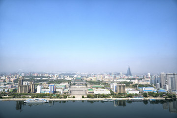 Panoramic view of Pyongyang in the morning. DPRK - North Korea. May 02, 2017.