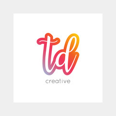 TD logo, vector. Useful as branding, app icon, alphabet combination, clip-art.