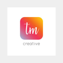 TM logo, vector. Useful as branding, app icon, alphabet combination, clip-art.