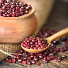 Red bean on wooden  background