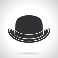 Silhouette of retro bowler hat front view