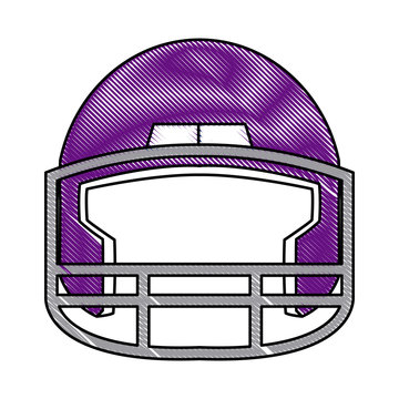 drawing purple american footbal helmet equipment protection vector illustration