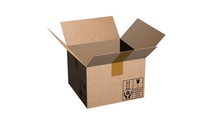 open empty cardboard box isolated on white