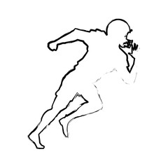 american footbal player quarterback helmet sketch vector illustration