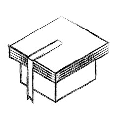 graduation hat with book vector illustration design