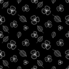 Set of seamless vector floral patterns. Black and white hand drawn background with flowers, leaves, decorative elements. Graphic illustration. Series of Hand Drawn Seamless vector Patterns.