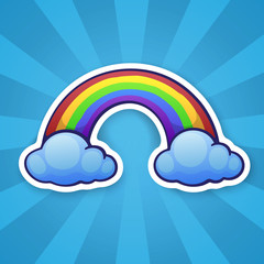 Sticker rainbow with two clouds