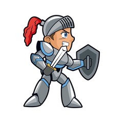 knight character with armor sword shield vector illustration