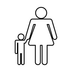 pictogram woman with her son icon over white background. vector illustration