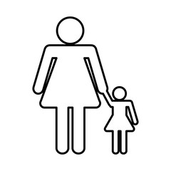 pictogram woman with her daughter icon over white background. vector illustration