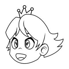 cartoon face princess crown character beauty vector illustration