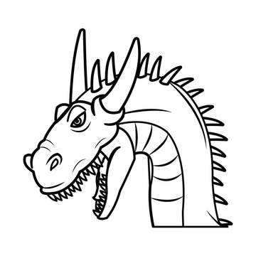 fairy tale dragon animal fantasy outline vector illustration