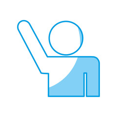 pictogram man with hand up icon over white background. vector illustration