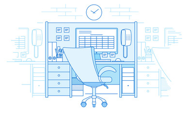 Workplace in open-space office